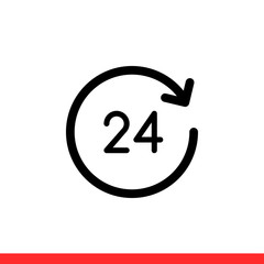 24 Hours vector icon, full day symbol