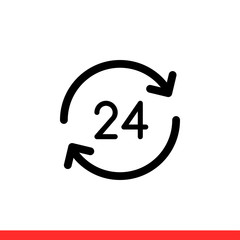 24 Hours vector icon, full day symbol