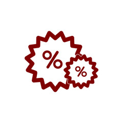 Discount, price, sales discount, shopping,offer,  business product discount maroon color icon