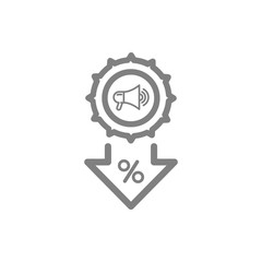 Discount,price,sale, shopping,offer,  business product discount grey color icon