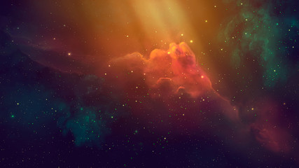 Space scene. Coloful nebula with starfield. Elements furnished by NASA. 3D rendering