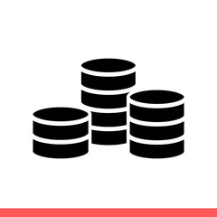 Coins icon vector isolated on white background, money symbol