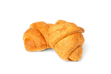 Croissant with condensed milk isolated on white background.