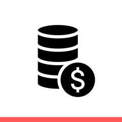 Coins icon vector isolated on white background, money symbol