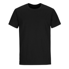 Front of black men cut t-shirt isolated on white background