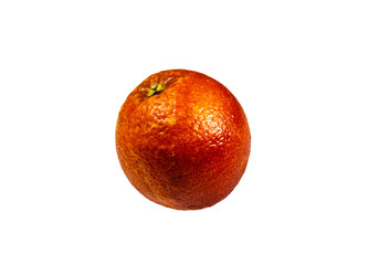 Whole red blood orange fruit isolated on white background