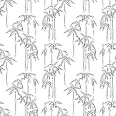 Obraz premium Seamless background of bamboo sketches