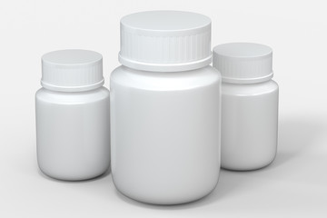 3d rendering, white medicine bottle, pill bottle