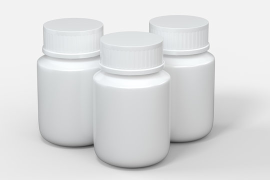 3d rendering, white medicine bottle, pill bottle