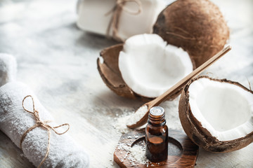 Composition with coconut oil and fresh coconut