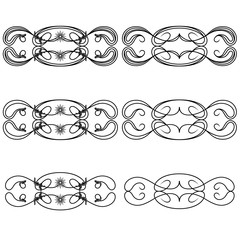 Set of six floral border design elements