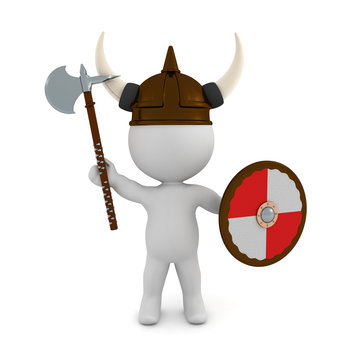 3D Viking with shield and  battle axe