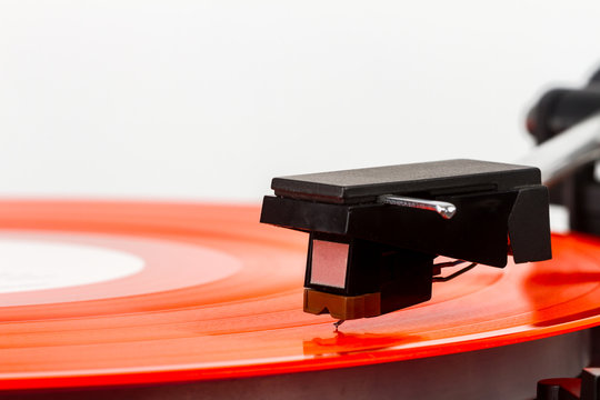 Close Up Of Turntable Needle On A Vinyl