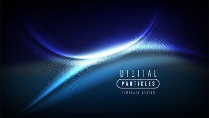 Naklejka premium The conceptual illustration of wavy particle effect in vector art. It is suitable to be used as a background or template in science or technology related theme.