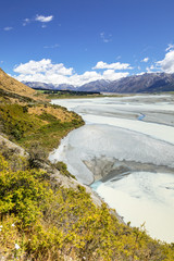 Rakaia River scenery in south New Zealand