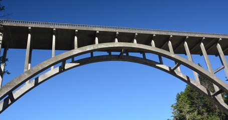 The Frederick W. Panhorst Bridge, more commonly known as the Russian Gulch Bridge in Mendocino County from April 29, 2017, California USA