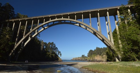 The Frederick W. Panhorst Bridge, more commonly known as the Russian Gulch Bridge in Mendocino County from April 29, 2017, California USA