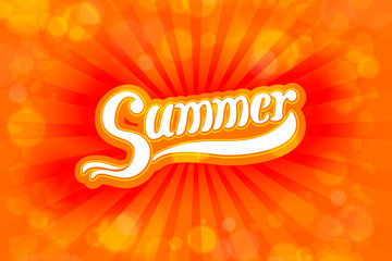 Summer lettering text on sunburst bubbles background