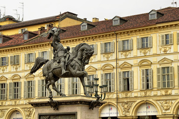 The equestrian statue of Emanuele Filiberto of Savoy