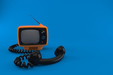 Old TV with telephone handset