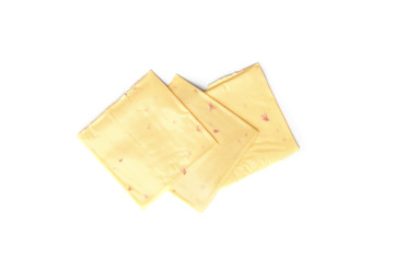 Sliced cheese isolated on white background. 