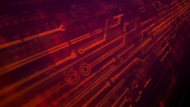 Computer generated high tech digital technology loop animation. Abstract background of different shapes with hight detailed elements. Geometry lines with dashes and glow. 3d rendering. 4k UHD video.