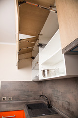 shelves - storage system in the kitchen. Concept - flat design