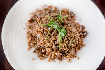 Breakfast of porridge: buckwheat, semolina, oatmeal. A healthy diet