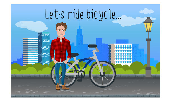  Cyti bike ride vector illustration