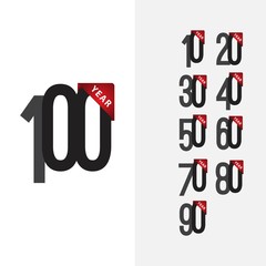 100 Year Anniversary Set Vector Template Design Illustration