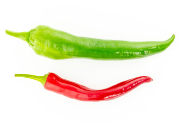 parallel horizontal peppers peppers sharp red green pair of vegetables hot sauce seasoning asia