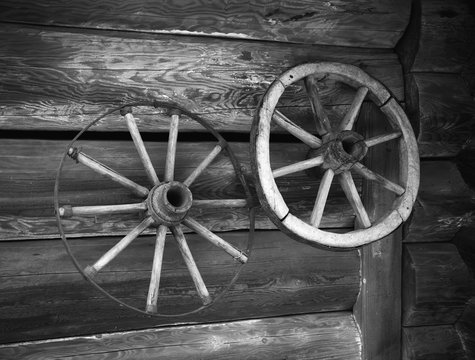 Vintage wooden carriage wheels