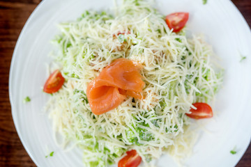 Appetizing salad, healthy food. Fresh fruit