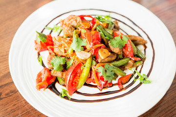 Appetizing salad, healthy food. Fresh fruit