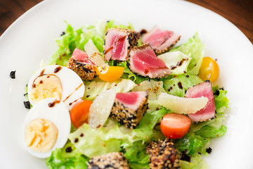 Appetizing salad, healthy food. Fresh fruit