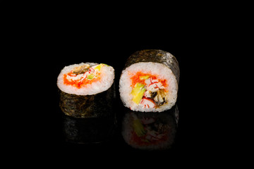 Fresh roll with tuna and cheese. Japanese food