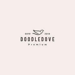 doodle dove logo vector icon illustration