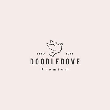 Doodle Dove Logo Vector Icon Illustration