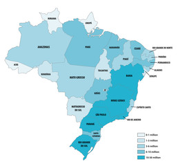 population map of the Federative Republic of Brazil