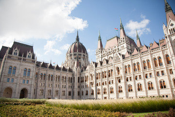 Fototapeta na wymiar The Hungarian Parliament Building, also known as the Parliament of Budapest after its location, is the seat of the National Assembly of Hungary, a notable landmark of Hungary 