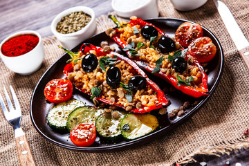Pepper stuffed with groats and vegetables