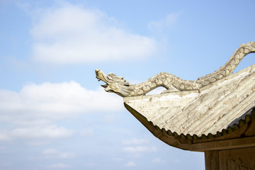 detail of roof of temple in china