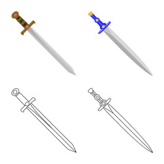 Vector design of game  and armor  sign. Set of game  and blade  stock vector illustration.