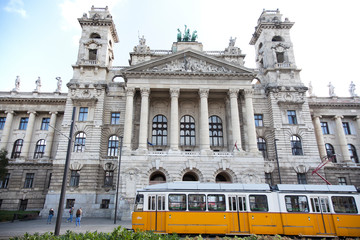 Naklejka na ściany i meble BUDAPEST, HUNGARY - SEPTEMBER 22, 2017: The Ethnography Museum building opposite the Hungarian Parliament, Budapest, Hungary.