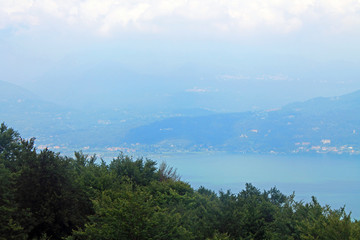 Fototapeta na wymiar Top view of Stresa Italy and lake Maggiore