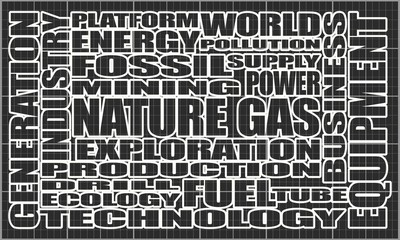 Fototapeta premium Nature gas relative tags cloud. Image relative to gas production and supply