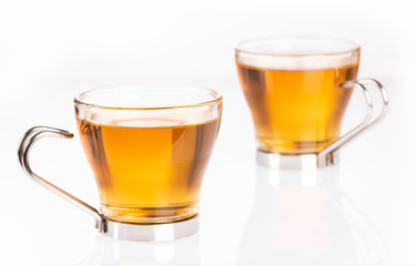 Tea with lemon verbena - Aloysia citrodora. White background