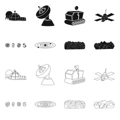 Vector illustration of astronomy and technology  logo. Set of astronomy and sky vector icon for stock.