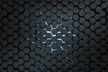 3d rendering, dark hexagonal background, sci-fi background