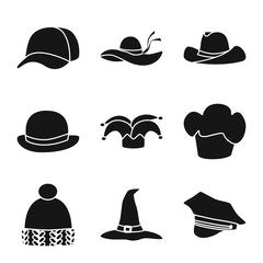 Vector illustration of beanie  and beret sign. Collection of beanie  and napper stock symbol for web.